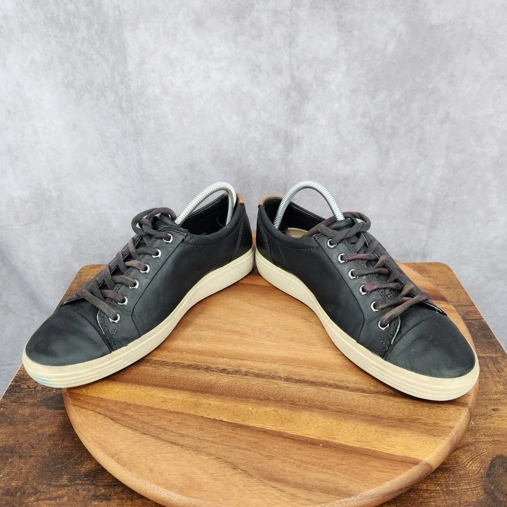Ecco Soft 7 Sneakers Mens 7 /‎ 7.5 Eu 41 Black Leather Low Top Comfort Shoes